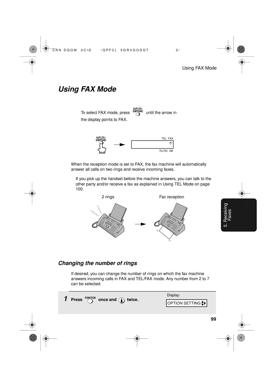 Sharp UX-D50 manual Using FAX Mode, Changing the number of rings 