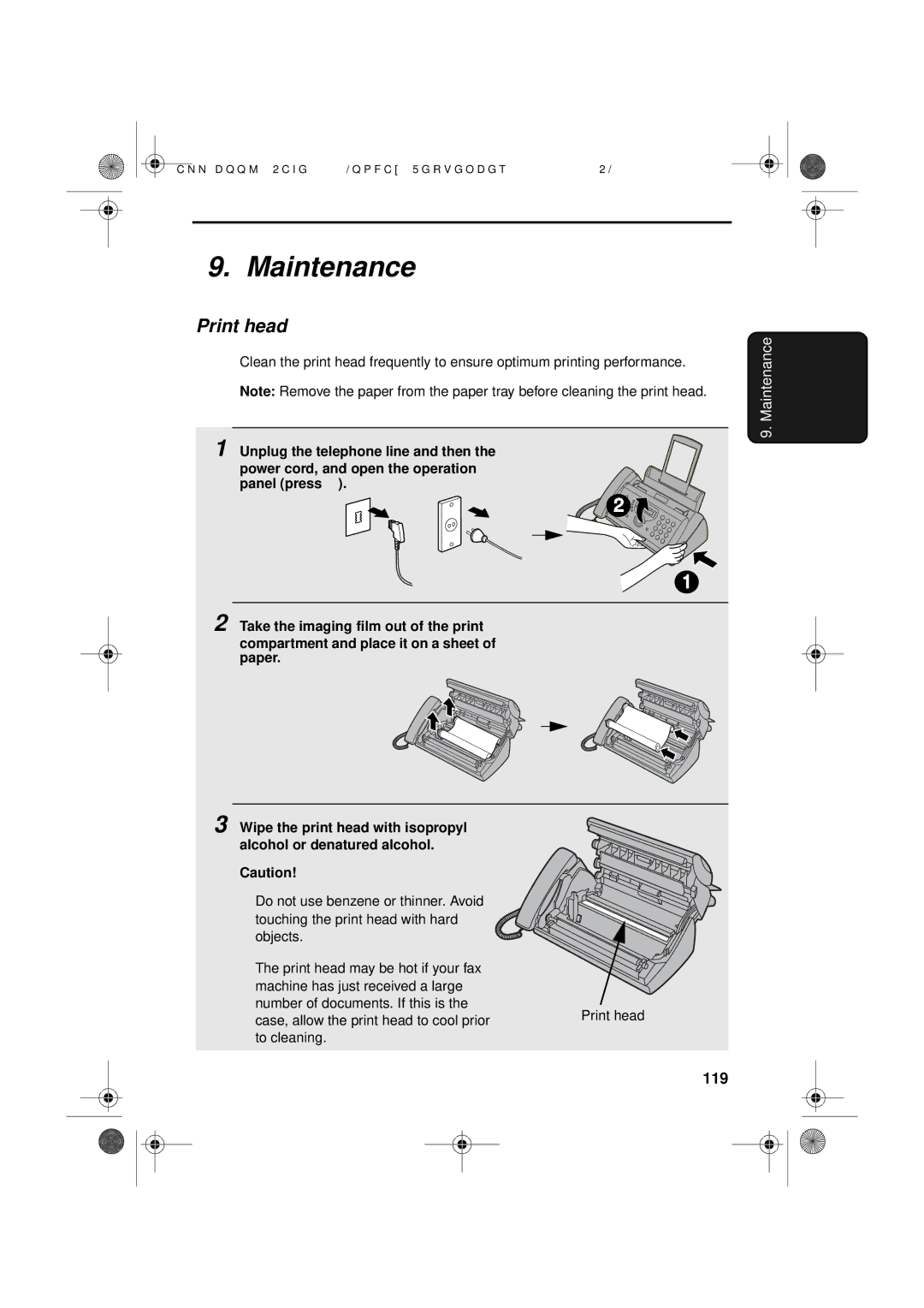 Sharp UX-D50 manual Maintenance, Print head, 119 