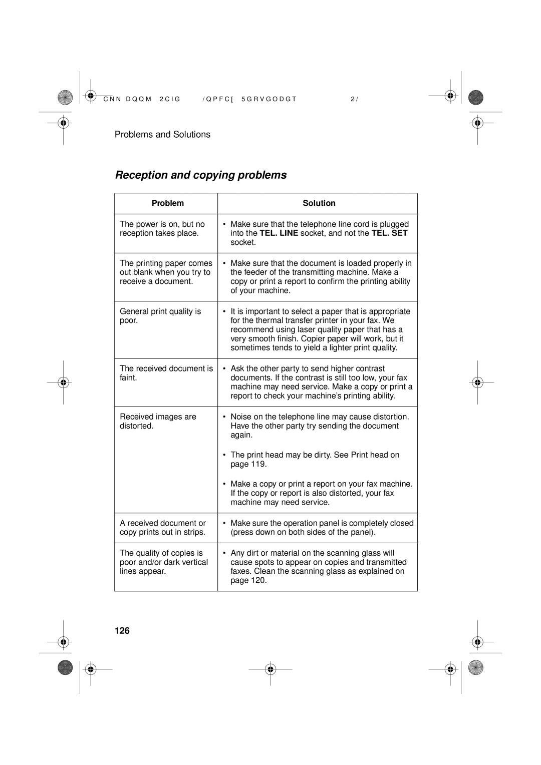 Sharp UX-D50 manual Reception and copying problems, 126 