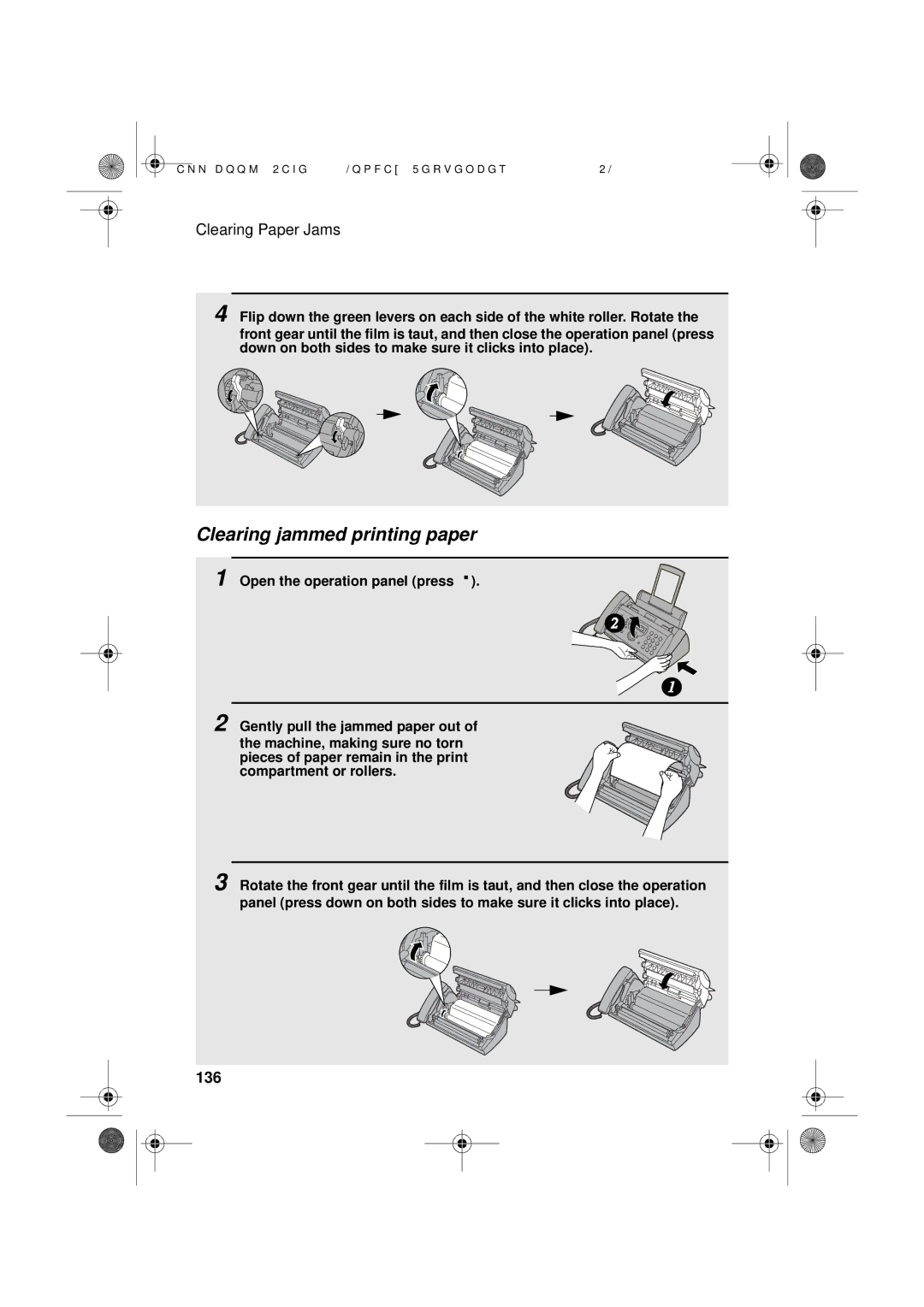 Sharp UX-D50 manual Clearing jammed printing paper, 136 