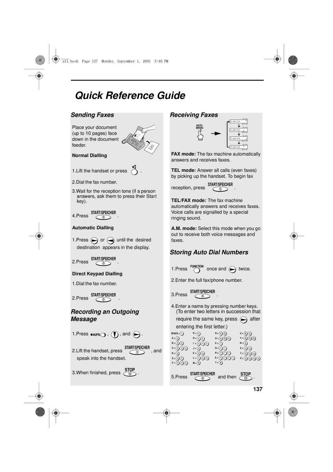 Sharp UX-D50 manual Quick Reference Guide, 137 