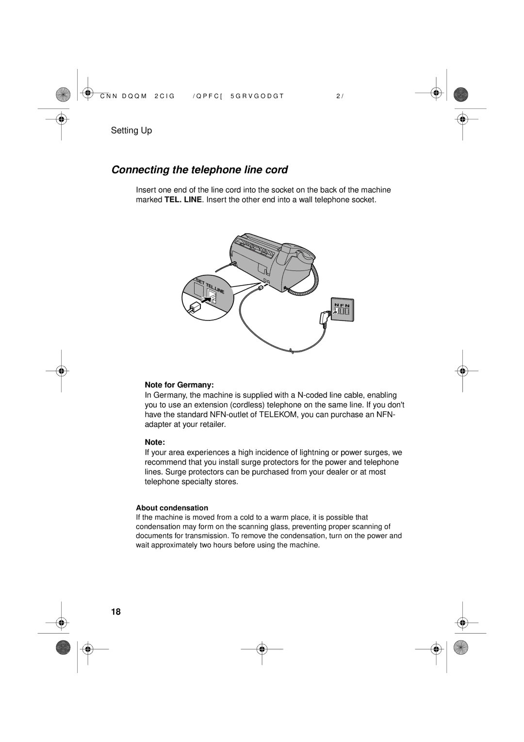 Sharp UX-D50 manual Connecting the telephone line cord, About condensation 