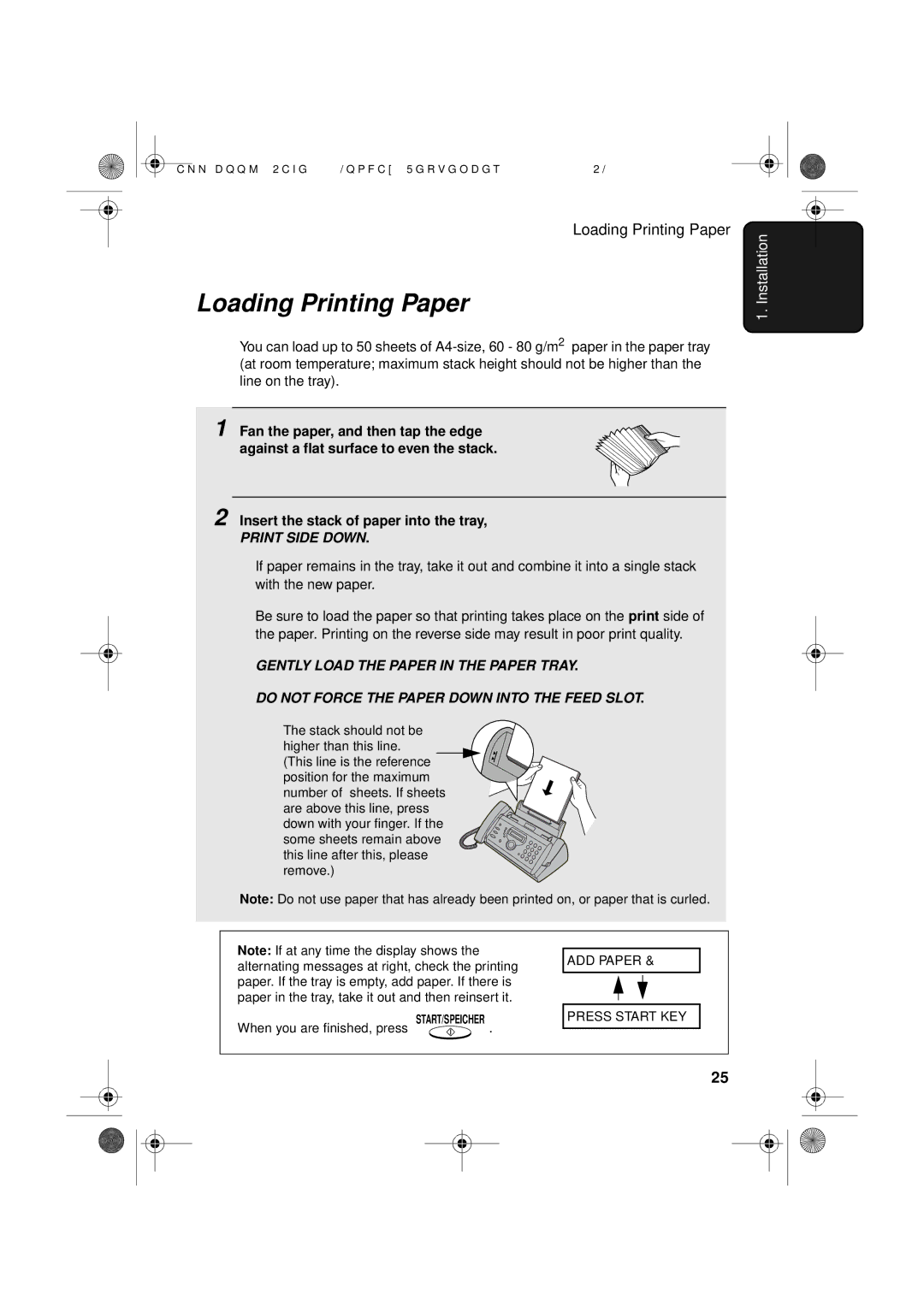 Sharp UX-D50 manual Loading Printing Paper 