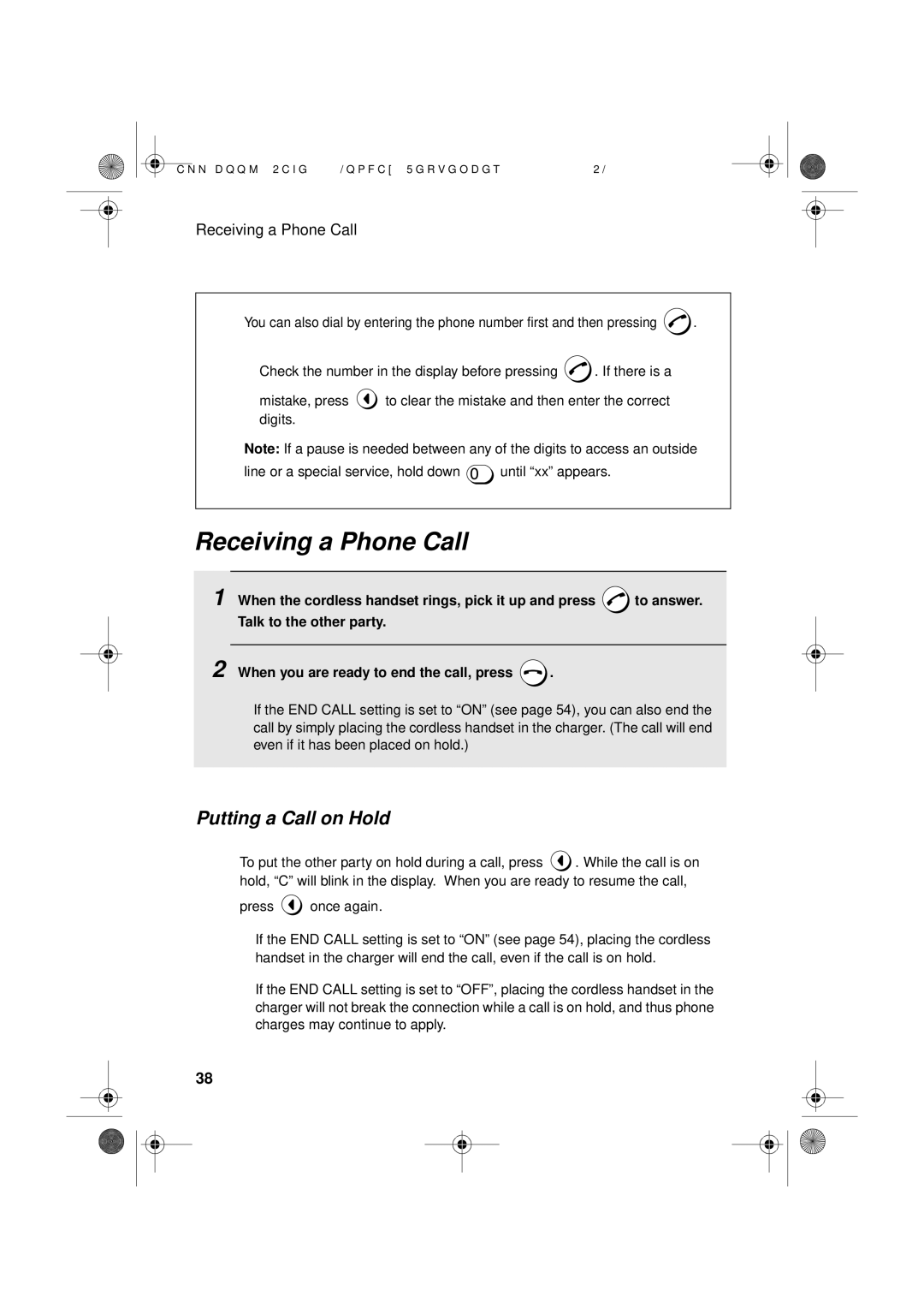 Sharp UX-D50 manual Receiving a Phone Call, Putting a Call on Hold 