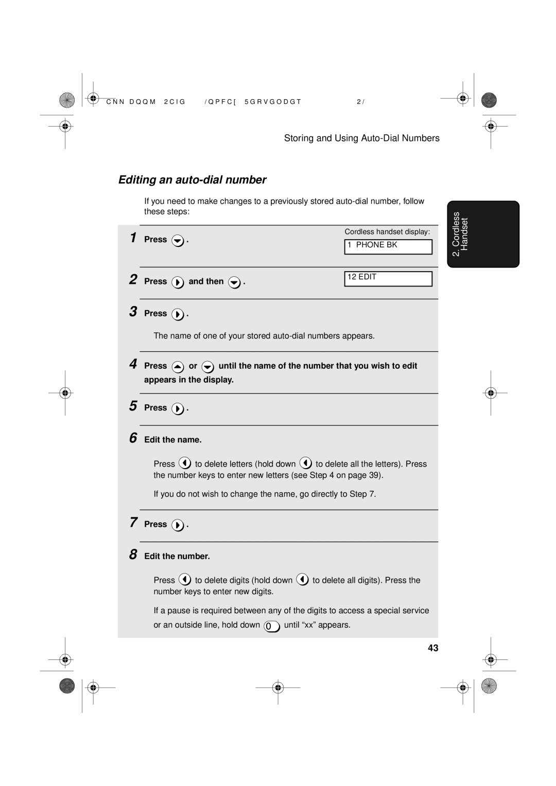 Sharp UX-D50 manual Editing an auto-dial number, Press Then, Press Edit the number 