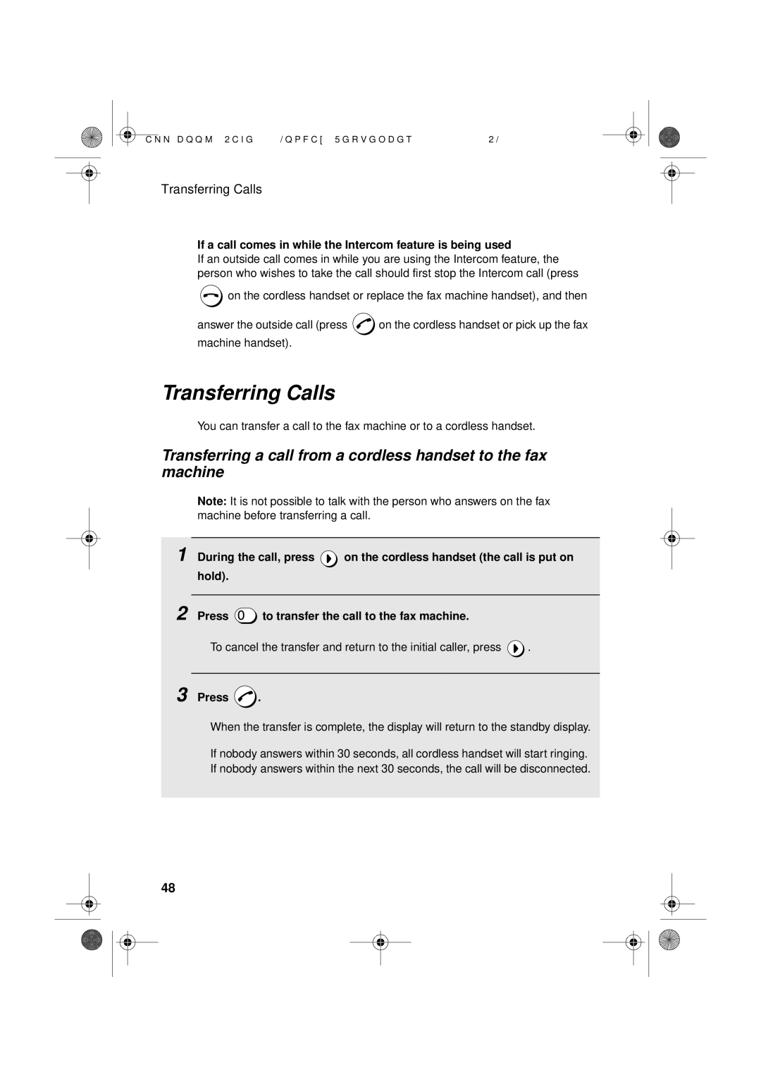 Sharp UX-D50 manual Transferring Calls, If a call comes in while the Intercom feature is being used 