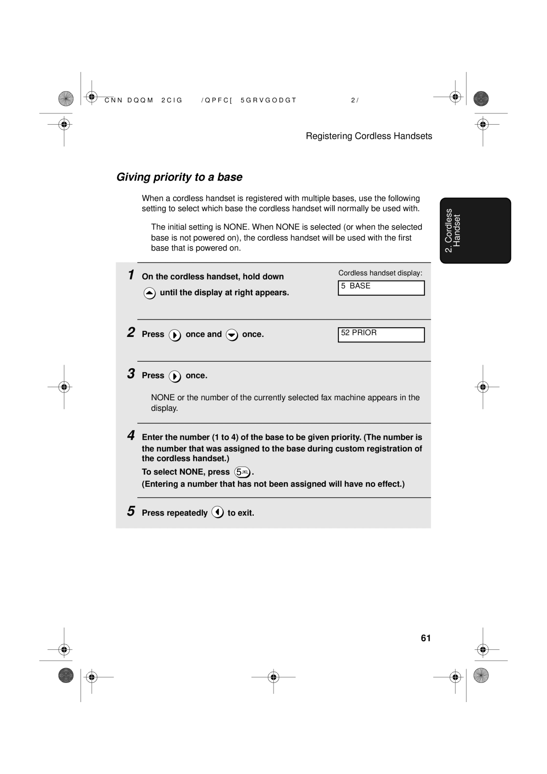 Sharp UX-D50 manual Giving priority to a base, Until the display at right appears 