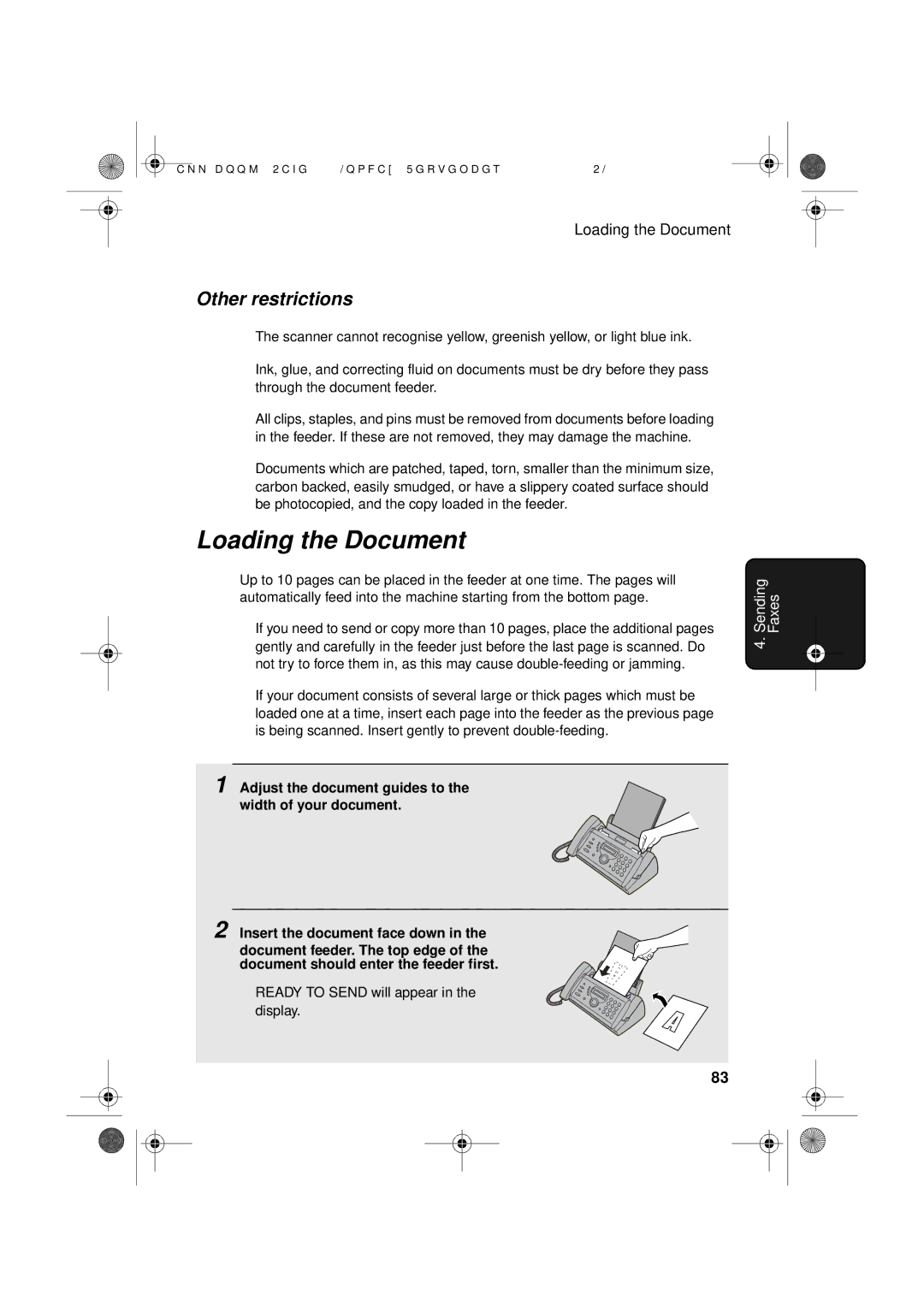 Sharp UX-D50 manual Loading the Document, Other restrictions 