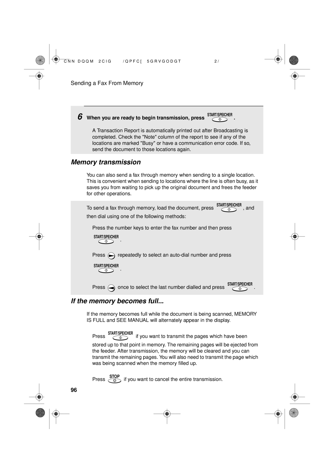 Sharp UX-D50 manual Memory transmission, If the memory becomes full 