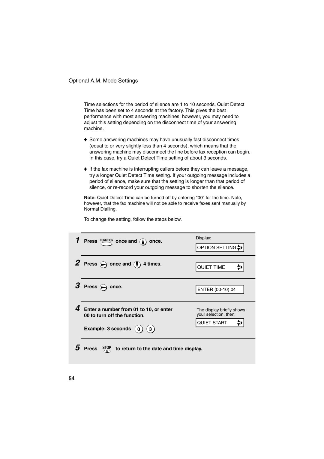 Sharp UX-P400 operation manual Quiet Time 