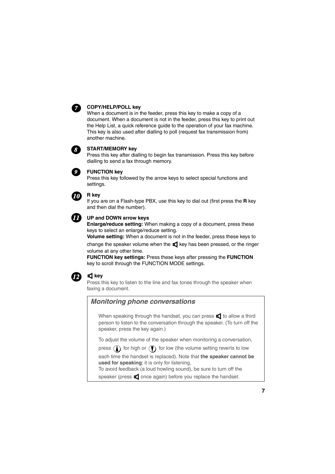 Sharp UX-P400 operation manual COPY/HELP/POLL key, START/MEMORY key, Function key, Key, UP and Down arrow keys 