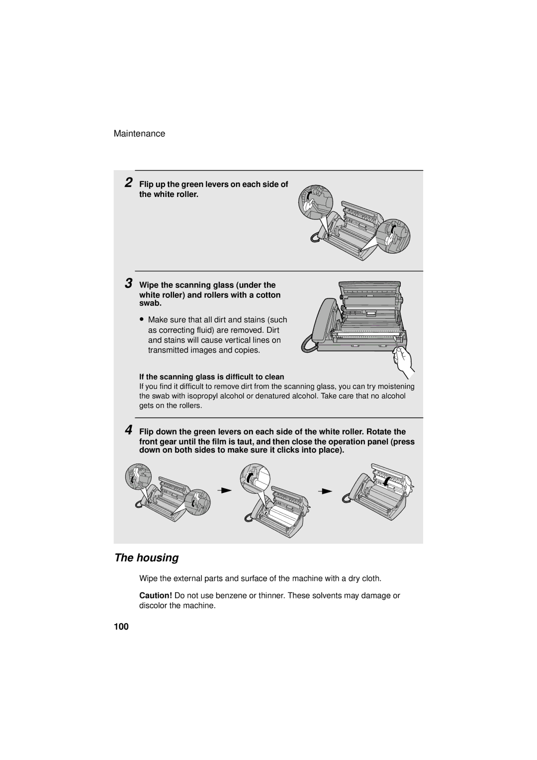 Sharp UX-S10 manual Housing, If the scanning glass is difficult to clean 