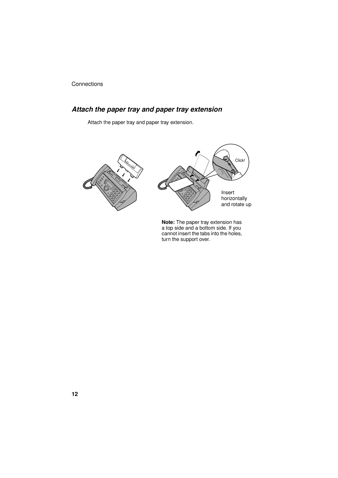 Sharp UX-S10 manual Attach the paper tray and paper tray extension 