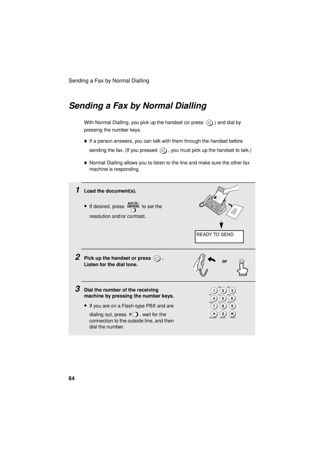 Sharp UX-S10 manual Sending a Fax by Normal Dialling 