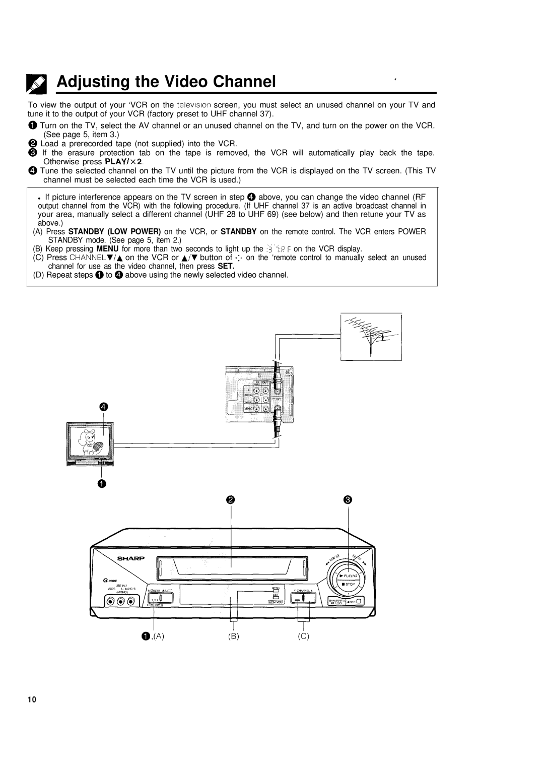 Sharp VC-H680X operation manual Adjusting the Video Channel, BCl 