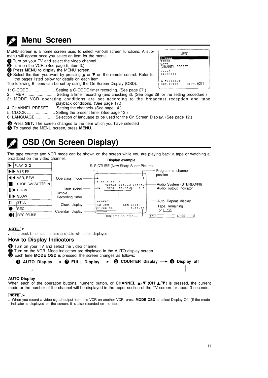 Sharp VC-H680X operation manual Menu Screen, IEii OSD On Screen Display, How to Display Indicators 