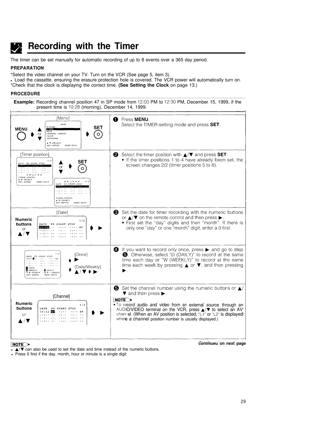 Sharp VC-H680X operation manual Recording with the Timer, PimE 