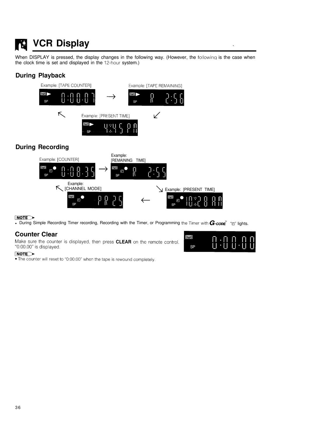 Sharp VC-H680X operation manual VCR Display, During Playback During Recording 