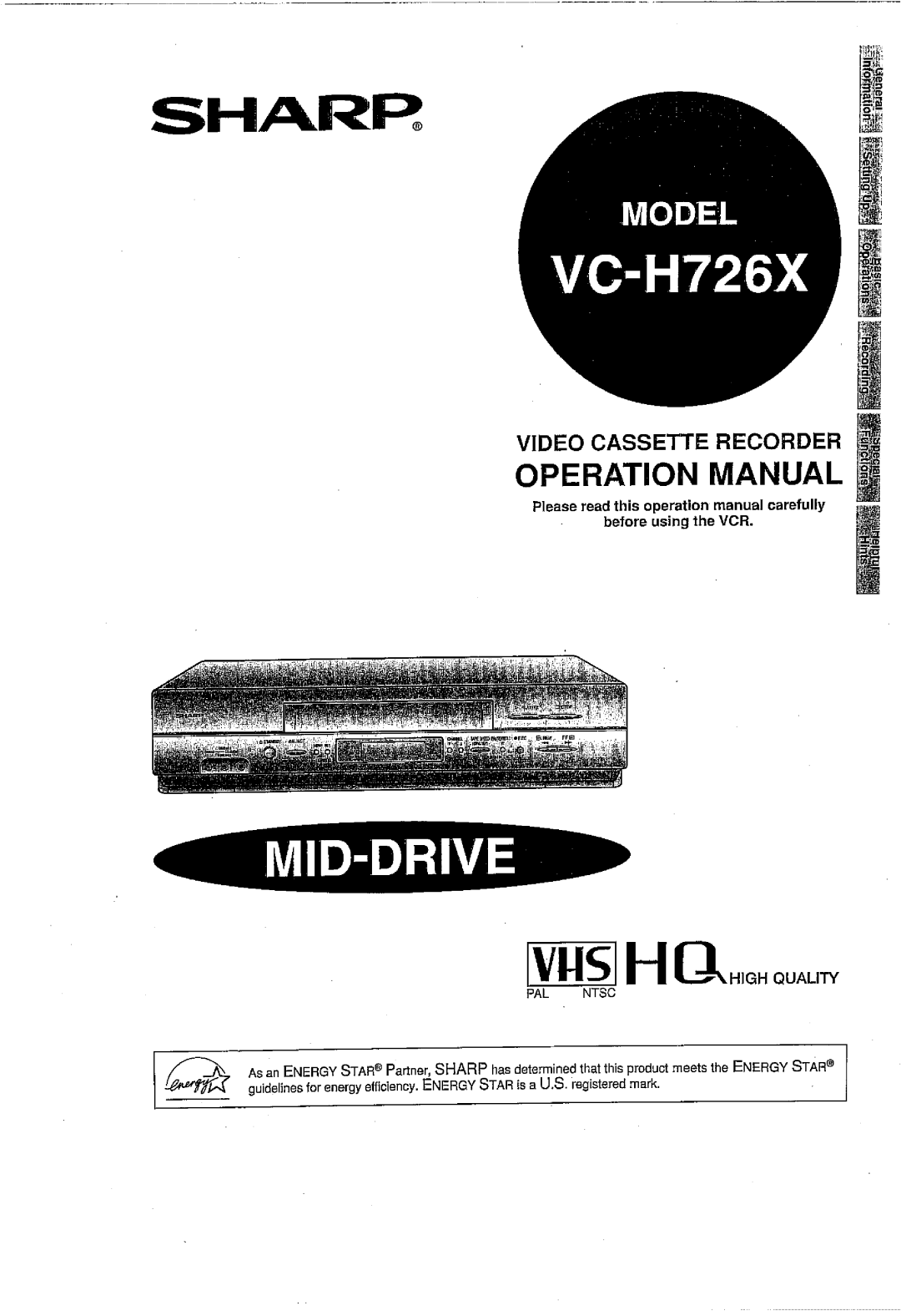 Sharp VC-H726X manual 