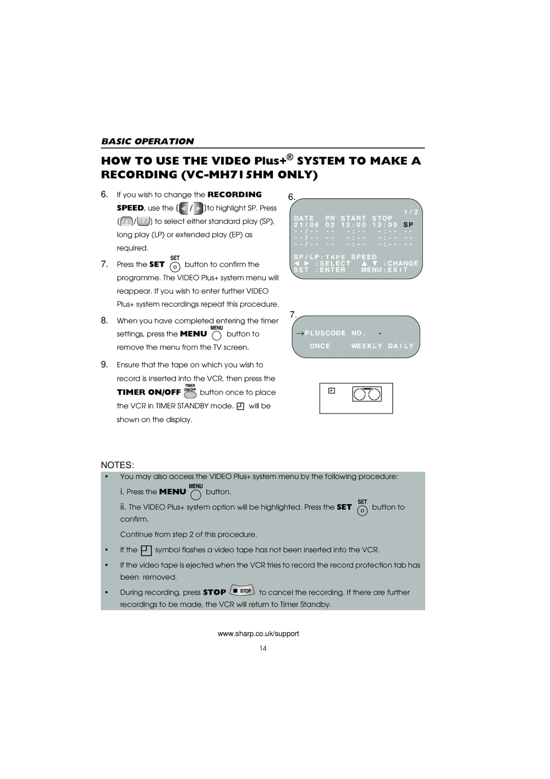 Sharp VC-MH715HM operation manual Button to 