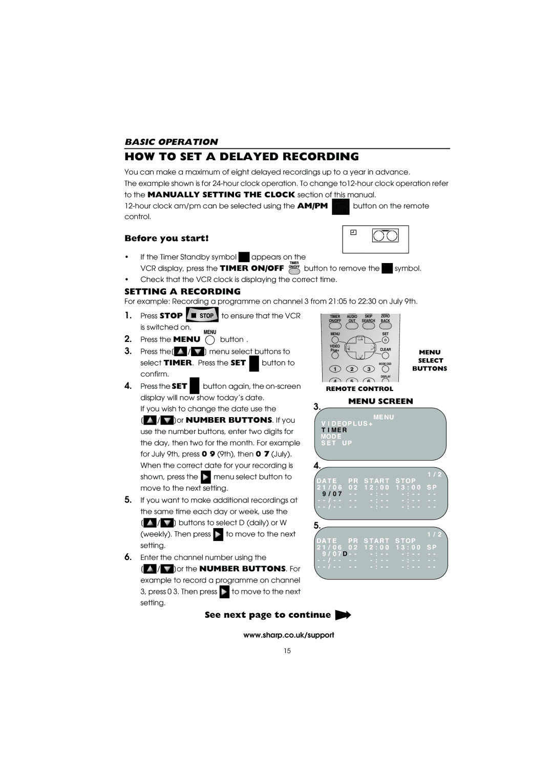 Sharp VC-MH715HM operation manual HOW to SET a Delayed Recording, Setting a Recording, Menu Screen 