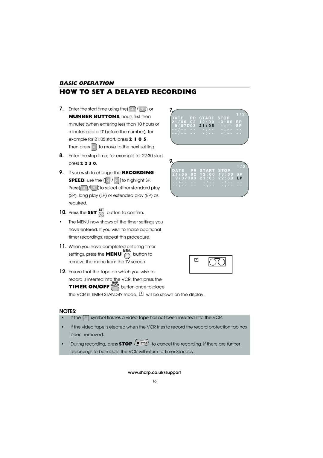 Sharp VC-MH715HM operation manual How To Set A Delayed Recording, Basic Operation 