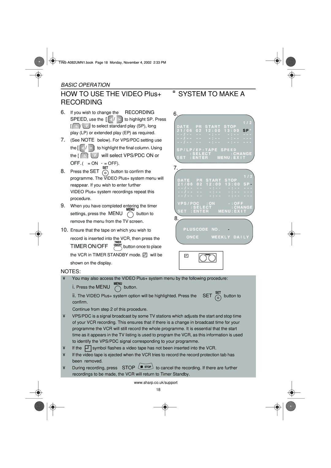 Sharp VC-MH835HM operation manual Button to 