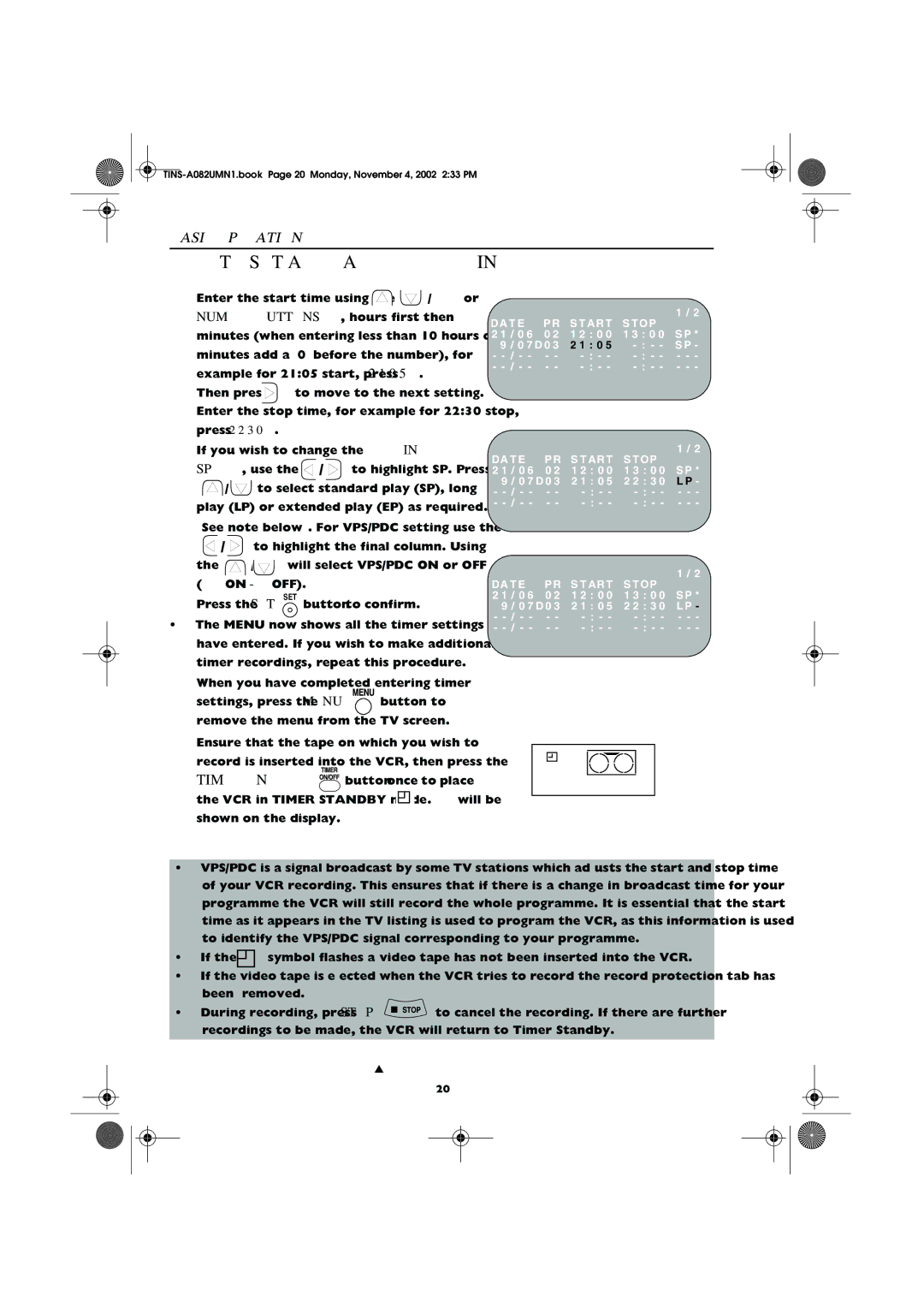 Sharp VC-MH835HM operation manual 0 6 0 2 1 2 0 0 0 S P 7 D 0 3 2 1 0 