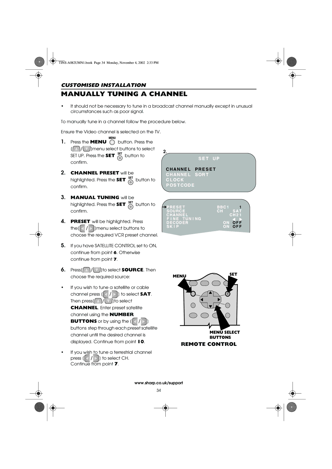 Sharp VC-MH835HM operation manual Manually Tuning a Channel, T U P 