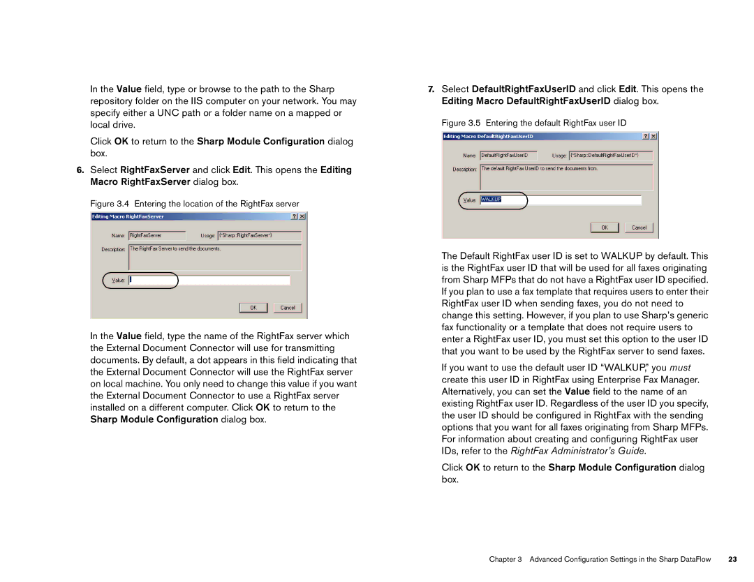 Sharp Version 2.5 manual Entering the location of the RightFax server 