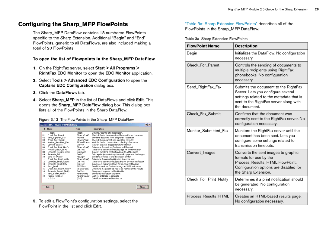 Sharp Version 2.5 manual Configuring the SharpMFP FlowPoints, To open the list of Flowpoints in the SharpMFP DataFlow 