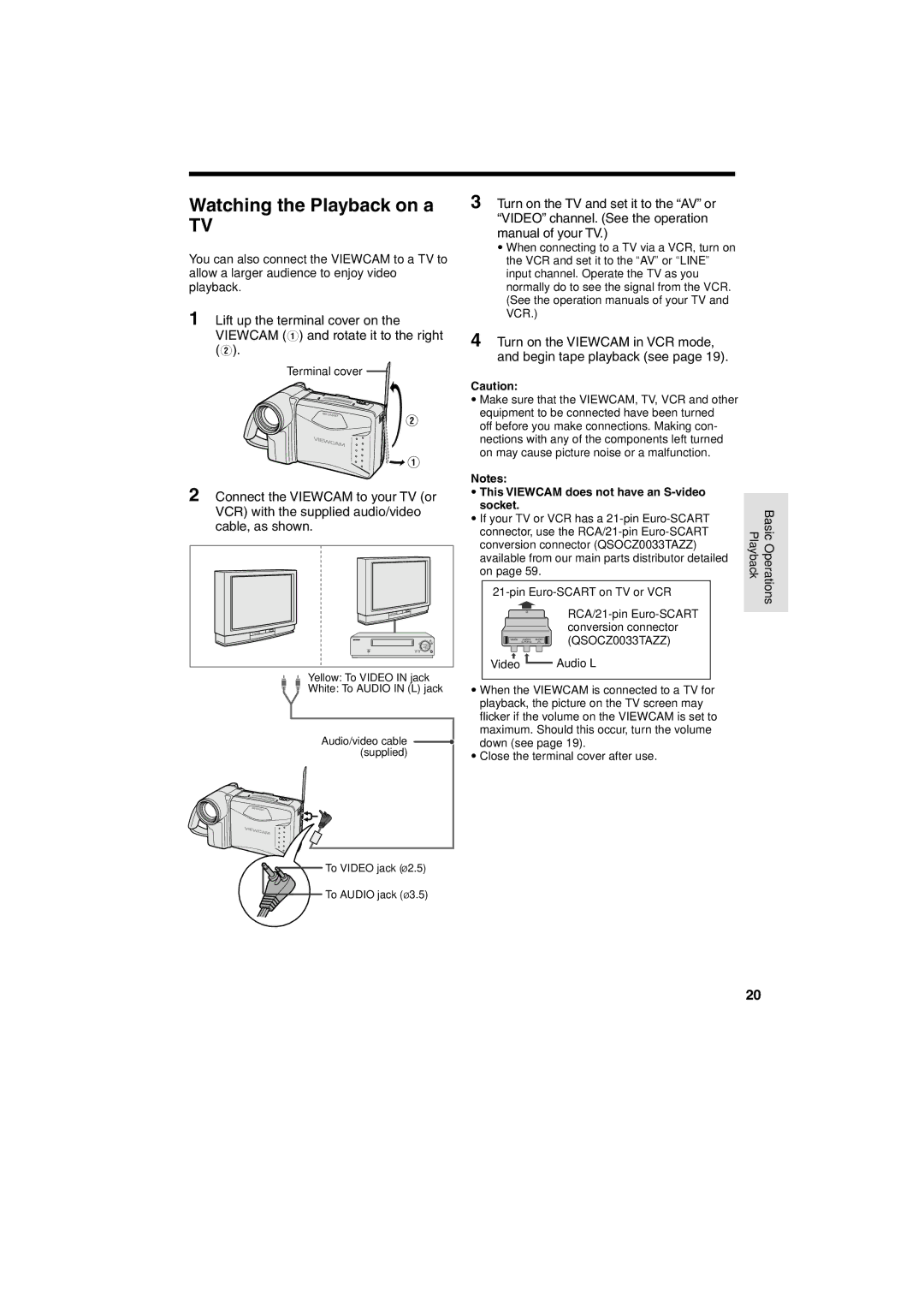 Sharp VL AH 50 H operation manual Watching the Playback on a, Turn on the Viewcam in VCR mode, and begin tape playback see 