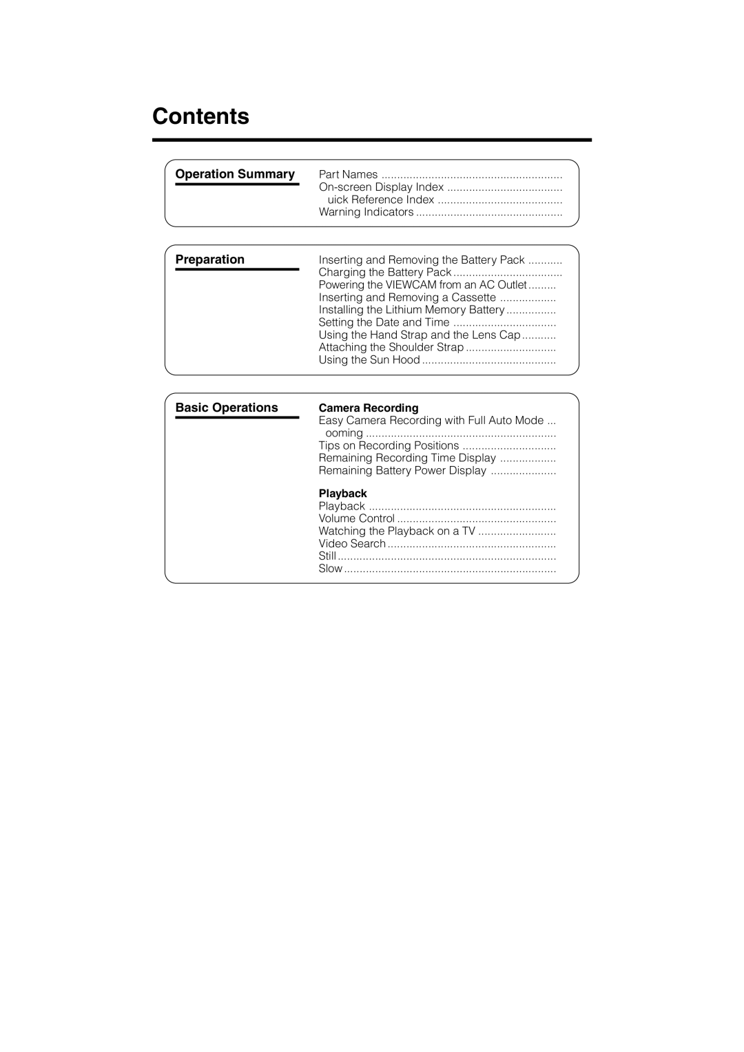 Sharp VL AH 50 H operation manual Contents 