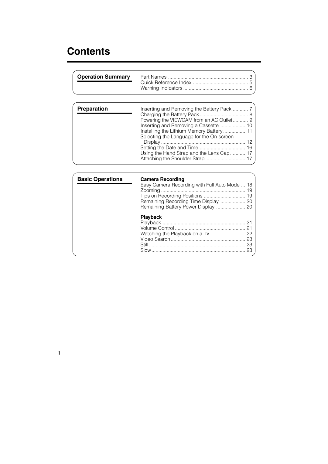 Sharp VL-AH130U operation manual Contents 