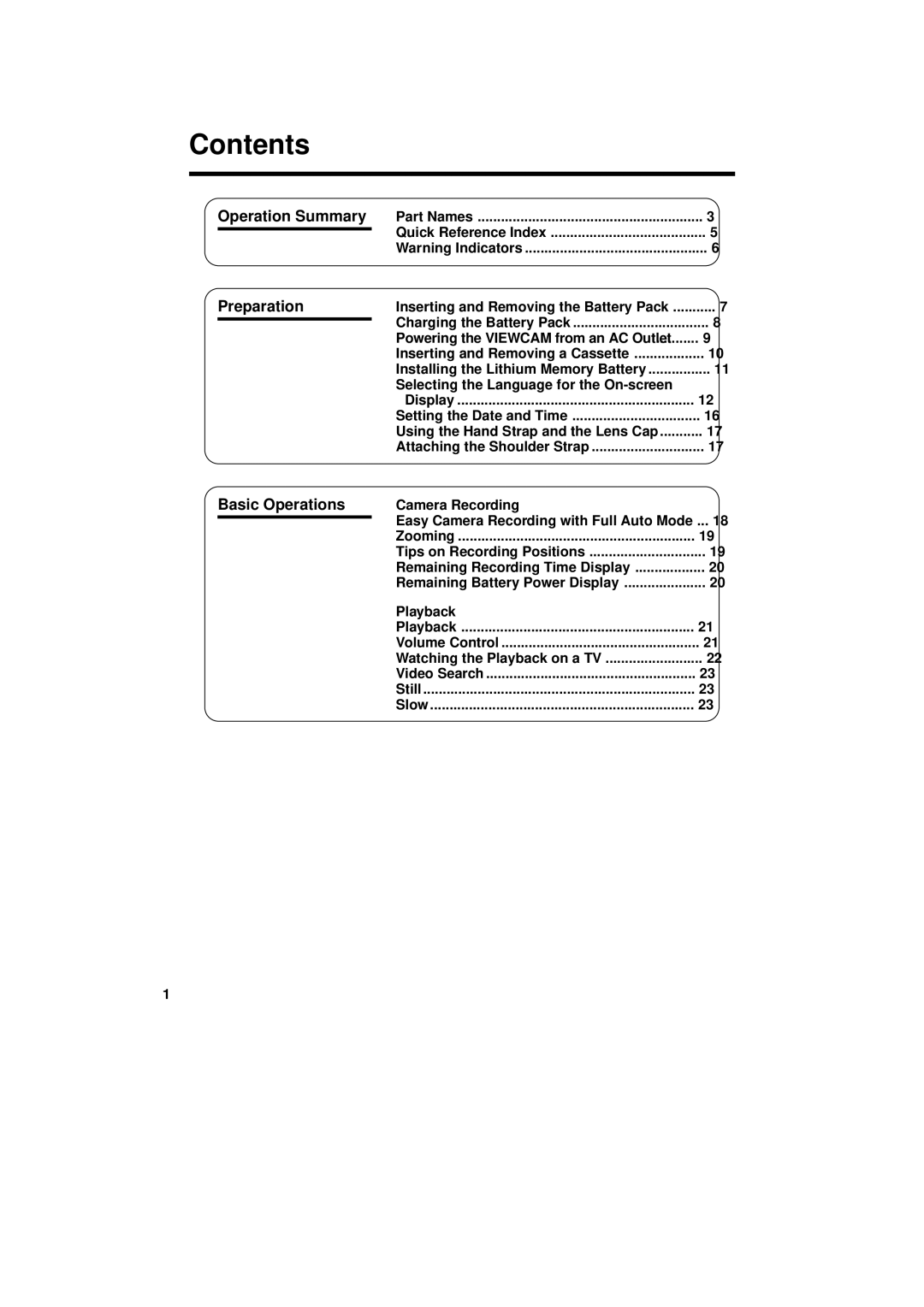 Sharp VL-AH150U, VL-AH160U operation manual Contents 