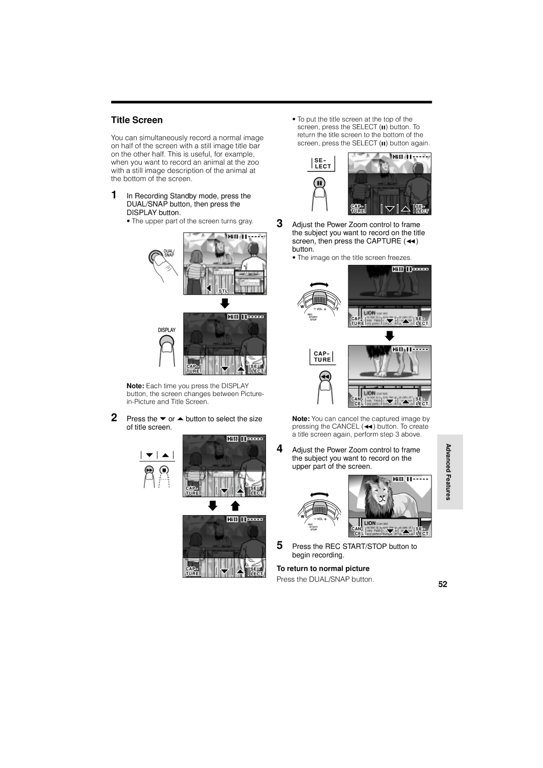 Sharp VL-AH160U, VL-AH150U operation manual Title Screen 