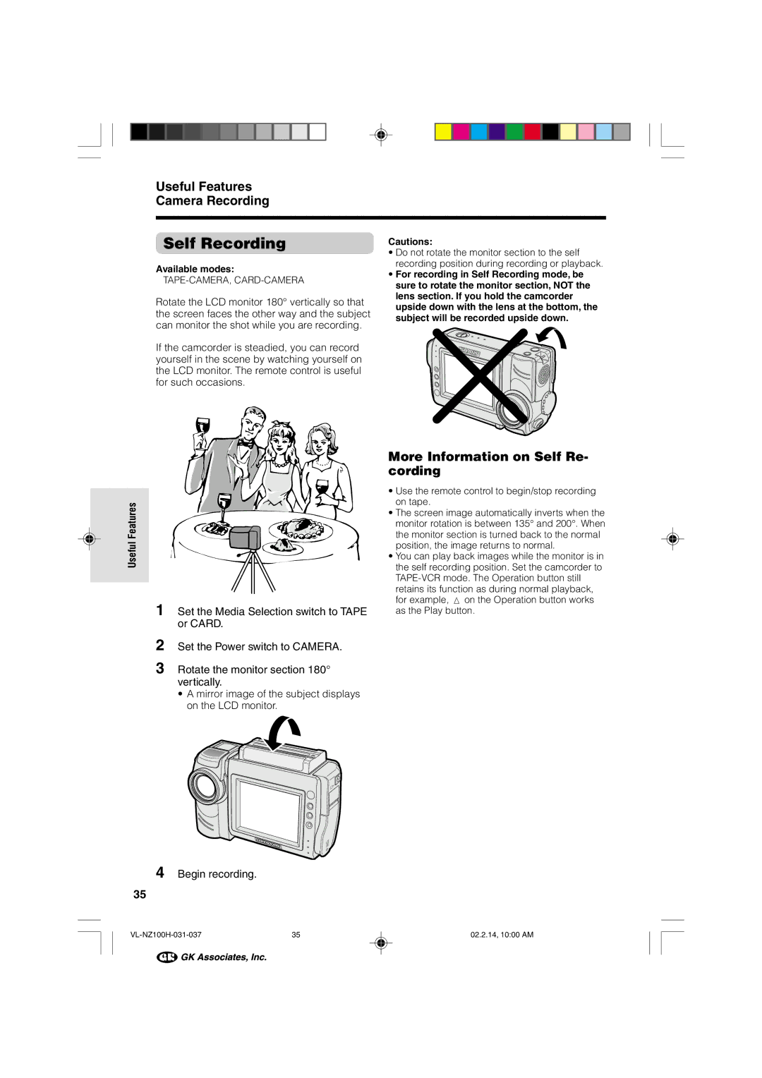 Sharp VL-NZ100S manual Self Recording, More Information on Self Re- cording 