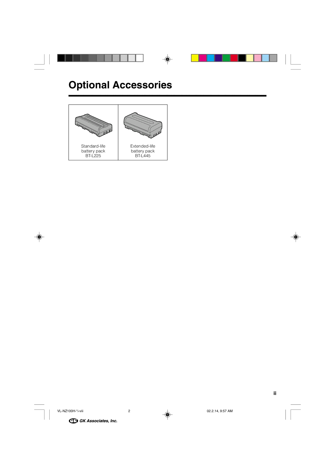 Sharp VL-NZ100S manual Optional Accessories 