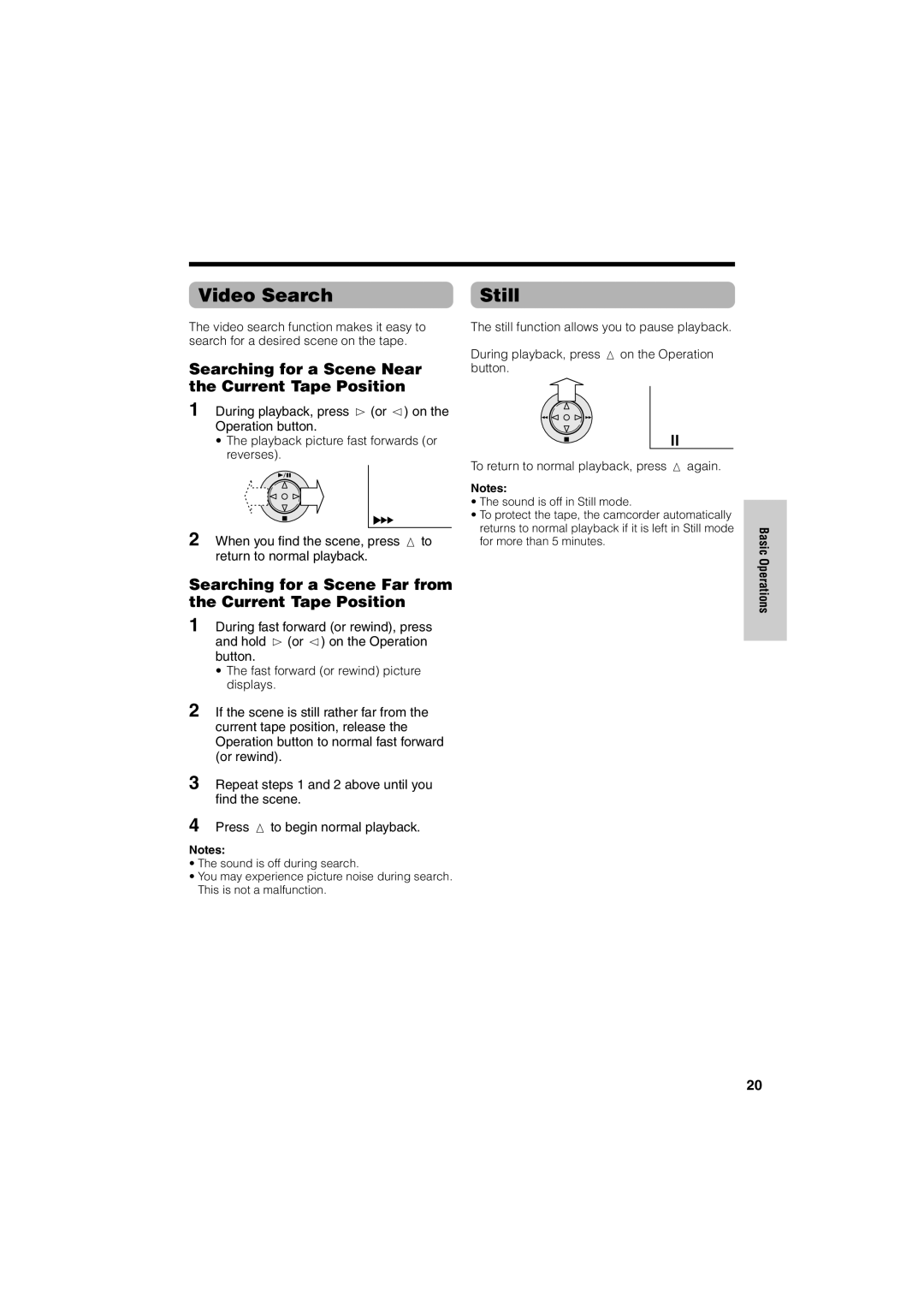 Sharp VL-NZ50U operation manual Video Search Still, Searching for a Scene Near the Current Tape Position 