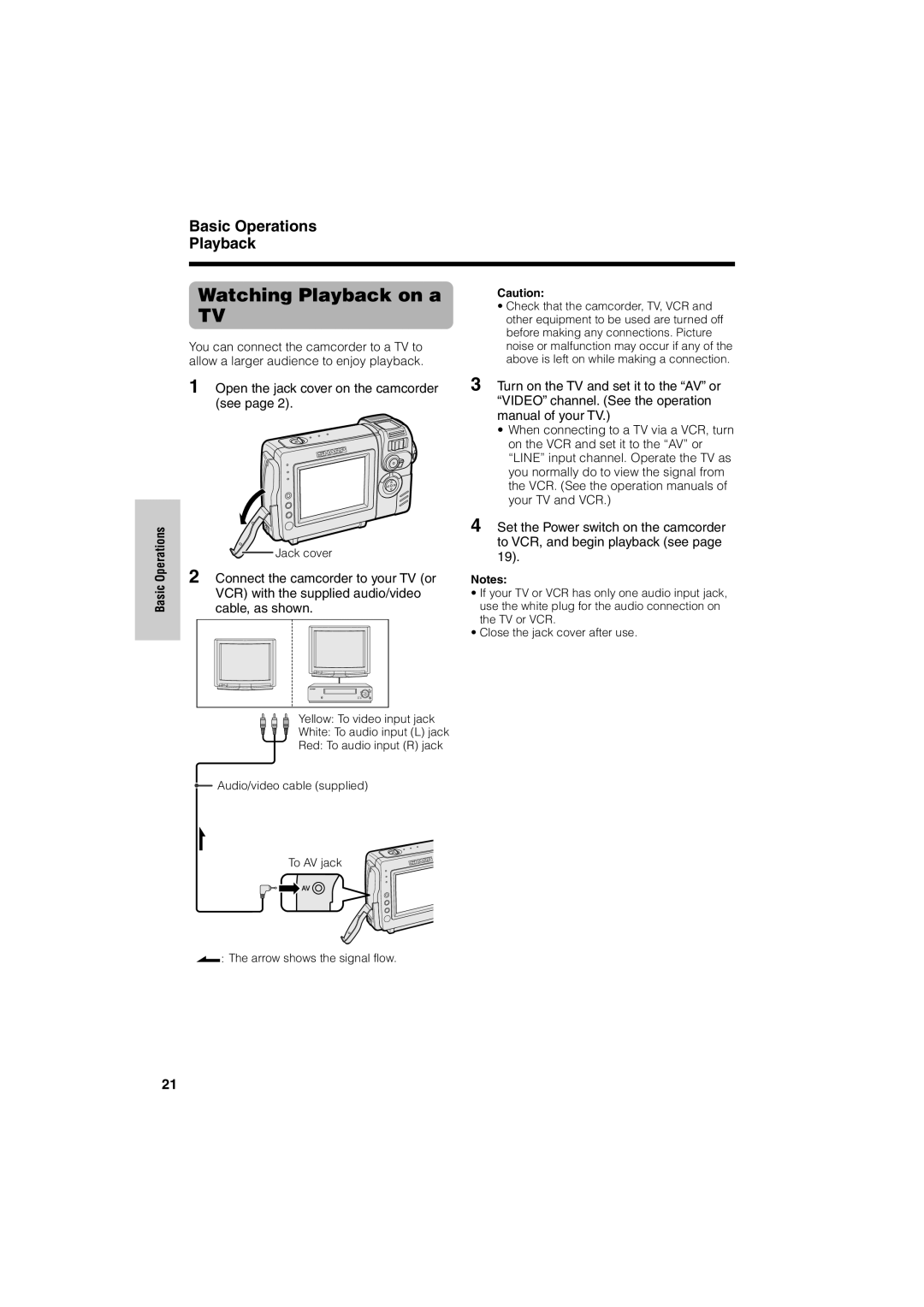 Sharp VL-NZ50U operation manual Watching Playback on a, Basic Operations Playback, You can connect the camcorder to a TV to 