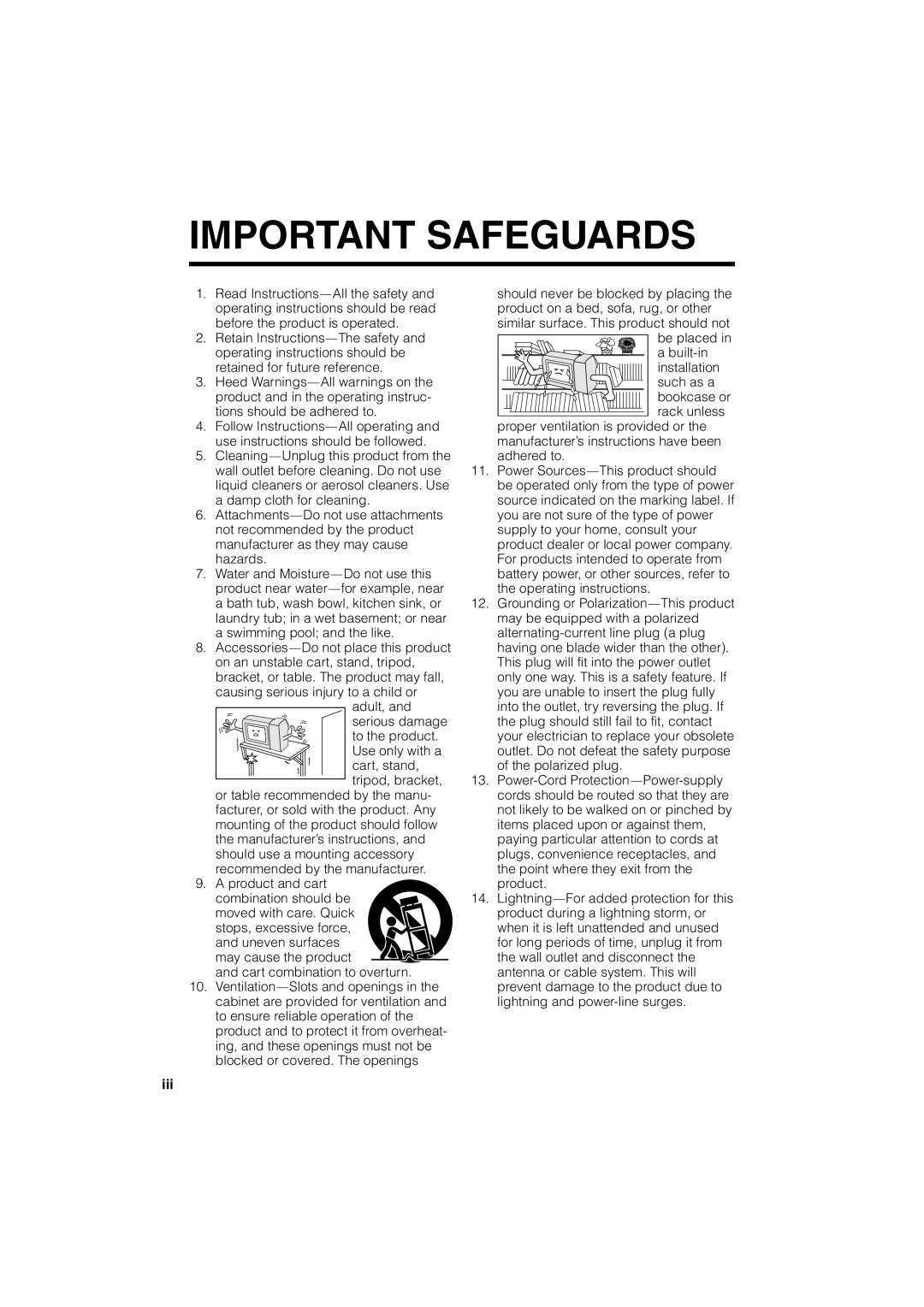 Sharp VL-NZ50U operation manual Important Safeguards, Iii 