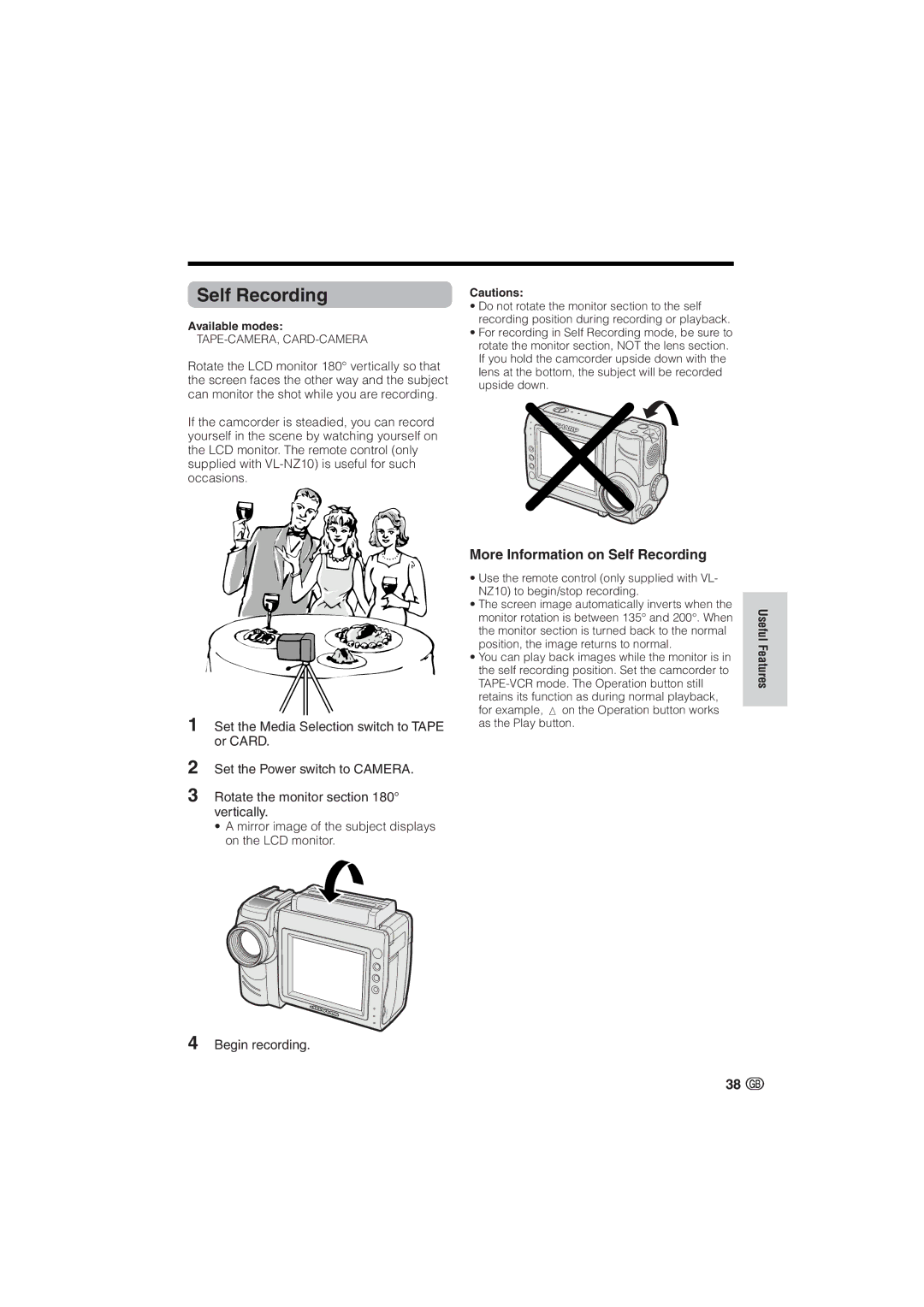 Sharp VL-NZ10S, VL-NZ8S operation manual More Information on Self Recording 