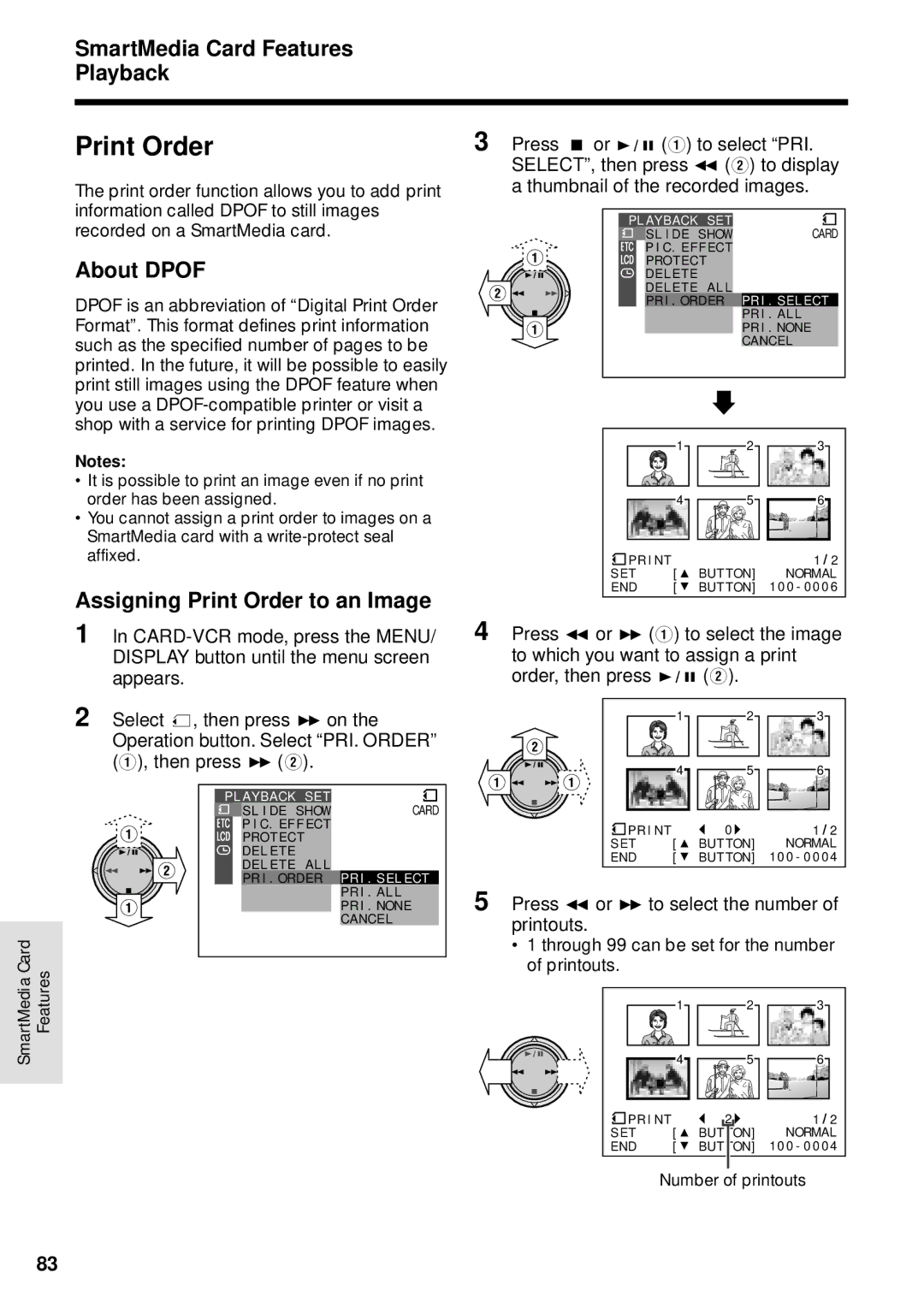 Sharp VL-WD255U operation manual About Dpof, Assigning Print Order to an Image 