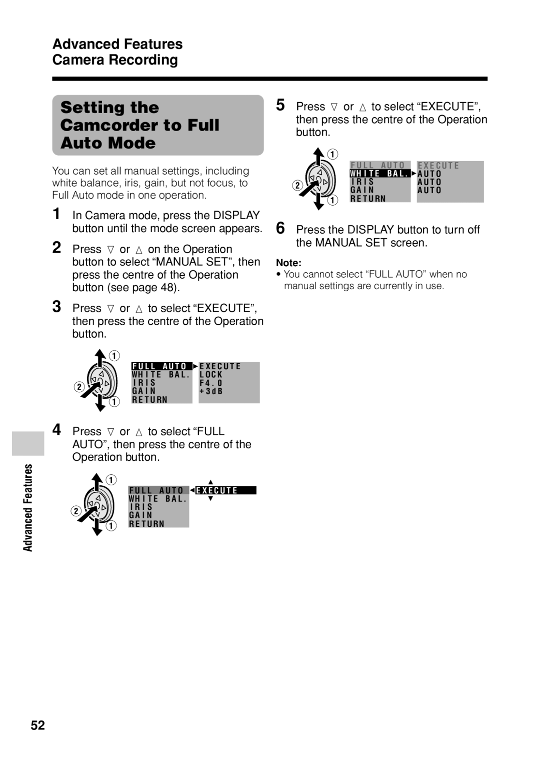 Sharp VL Z 1 H operation manual Setting the Camcorder to Full Auto Mode 