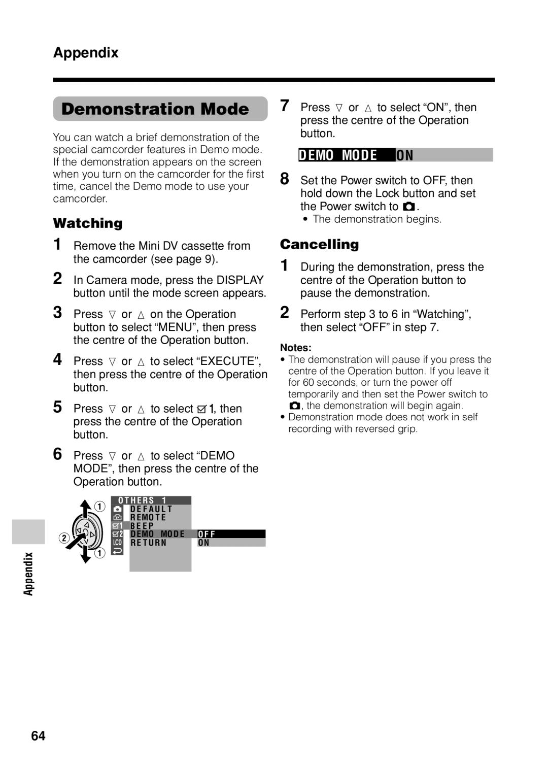 Sharp VL Z 1 H operation manual Demonstration Mode, Demo Mode on, Watching, Cancelling, Demonstration begins 