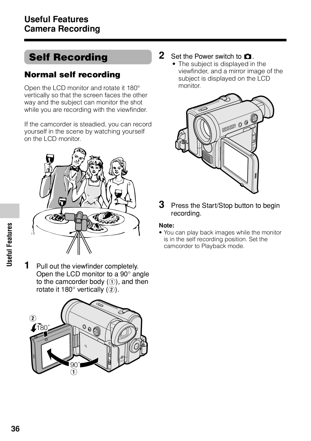 Sharp VL-Z1U warranty Self Recording, Normal self recording, Subject is displayed on the LCD 