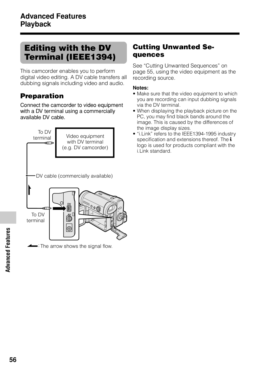 Sharp VL-Z1U warranty Editing with the DV Terminal IEEE1394, Advanced Features Playback 