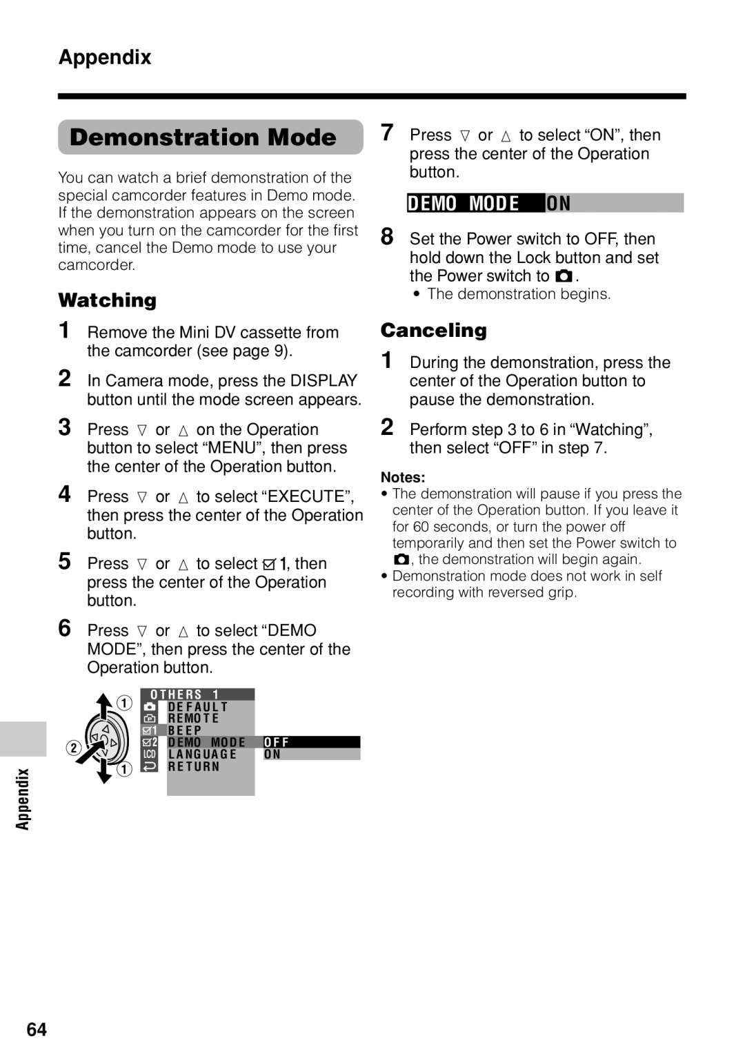 Sharp VL-Z1U warranty Demonstration Mode, Watching, Canceling, Demonstration begins 