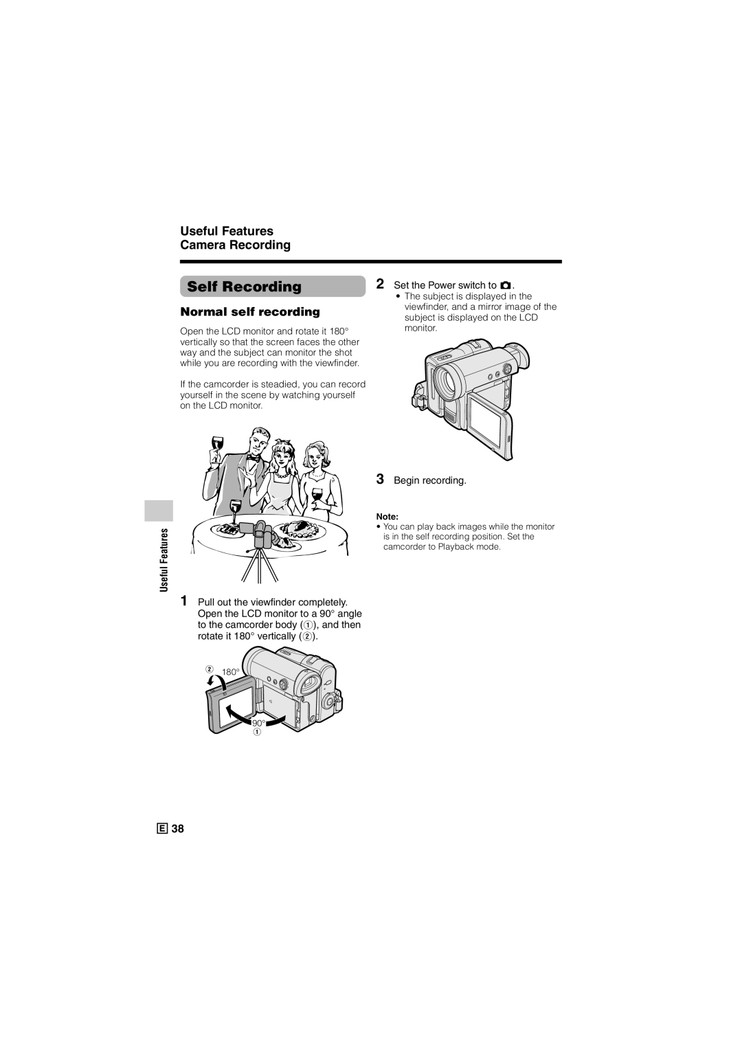 Sharp VL-Z300E operation manual Self Recording, Normal self recording, Set the Power switch to, Subject is displayed 