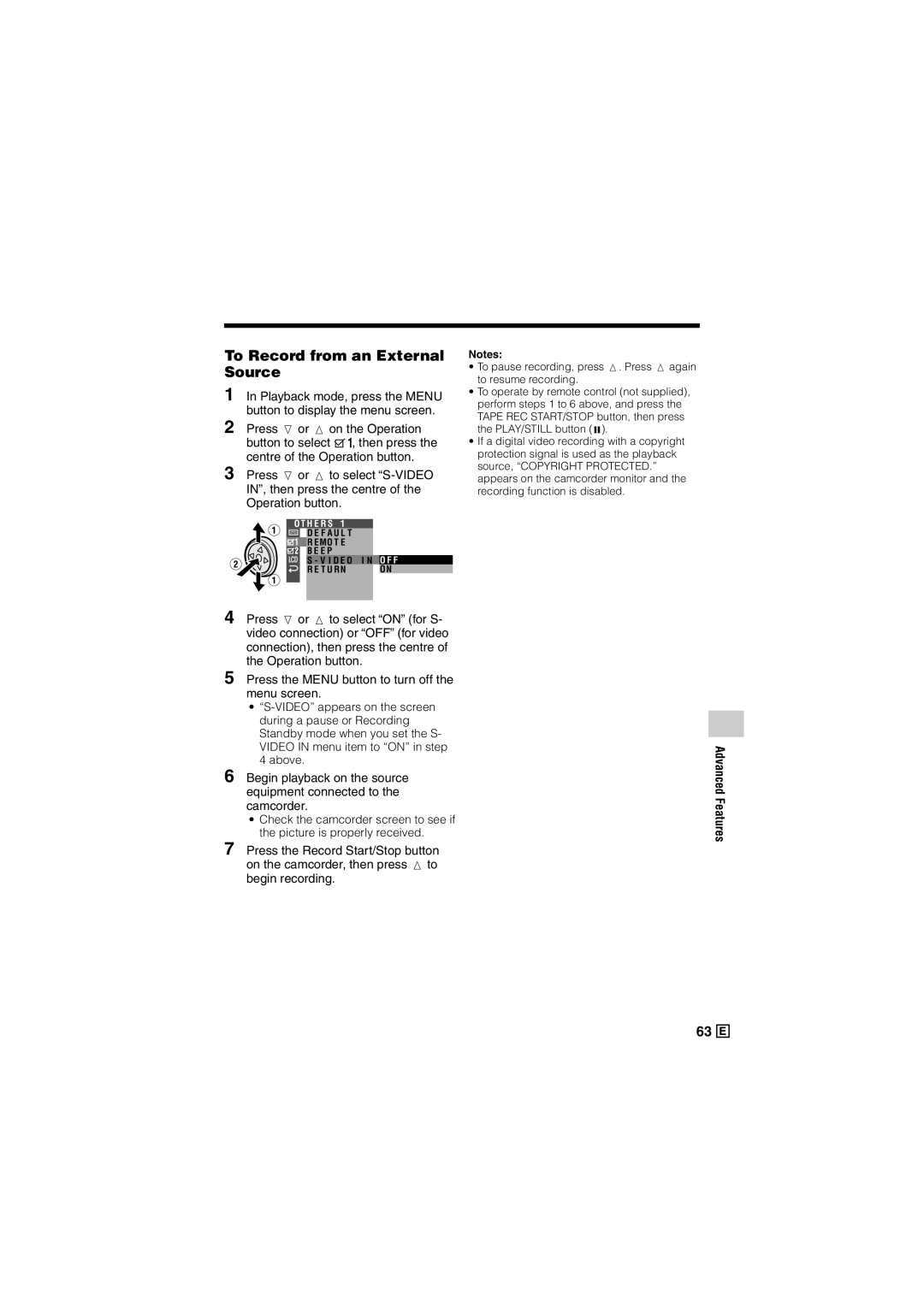 Sharp VL-Z300E operation manual To Record from an External Source 